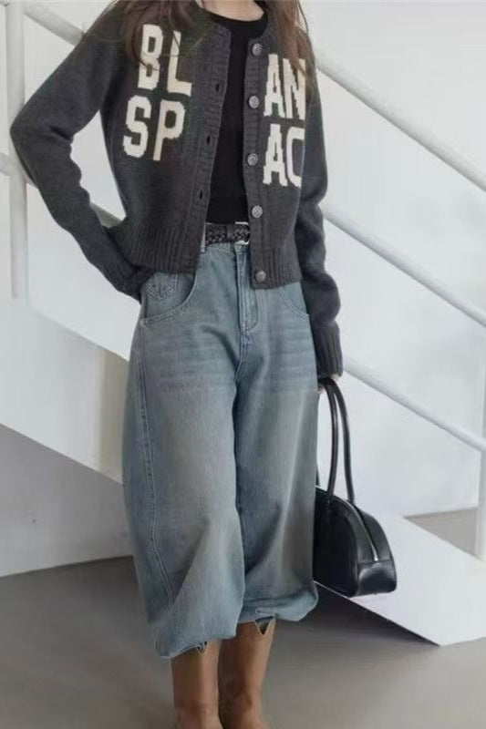 Letter Embroidered Loose Sweater