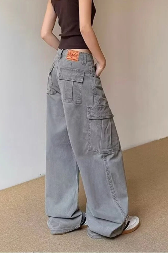 Grey Vintage Wide Leg Cargo Jean