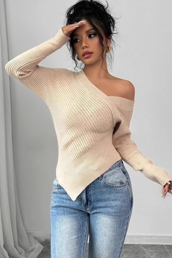 Elegant Cutout Shoulder Sweater