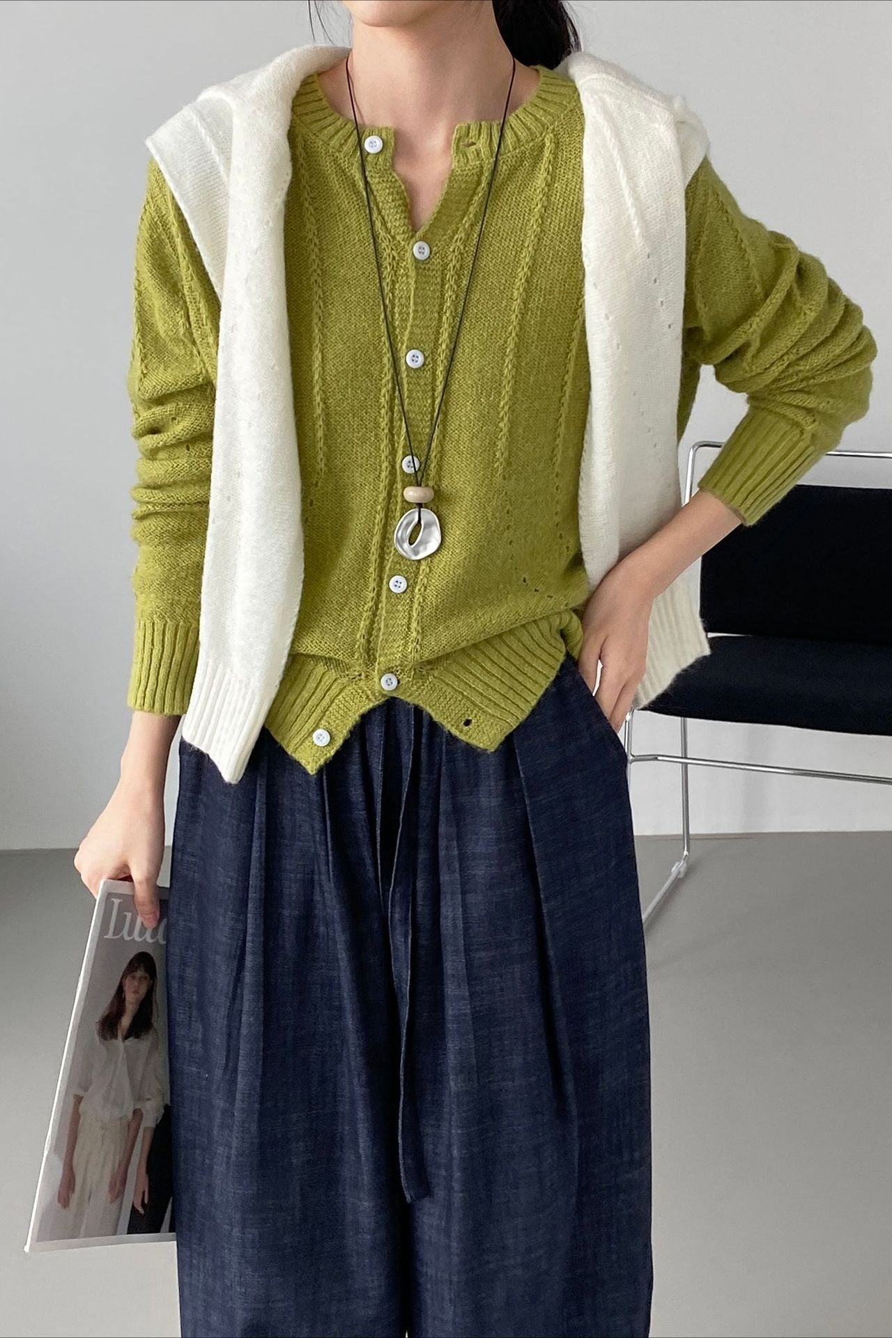 Elegant Wool Knit Cardigan