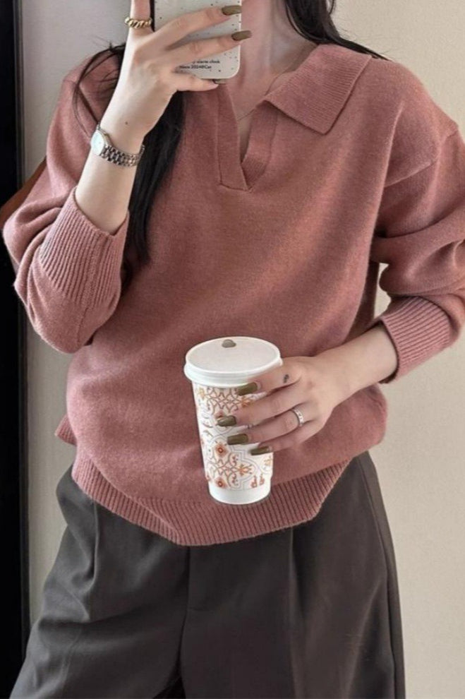 Relaxed Polo Style Sweater