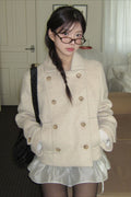 Retro Preppy Fleece Lined Wool Blend Mini Coat