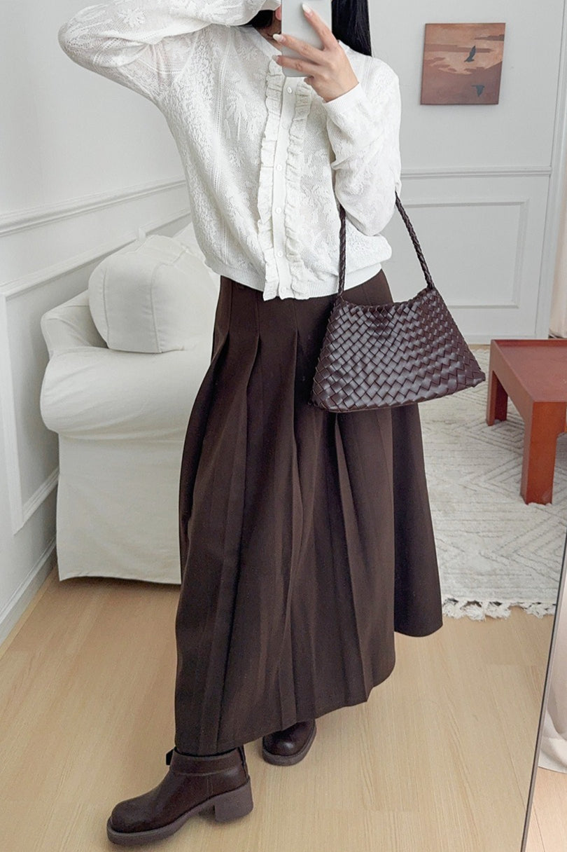 Gentle Stand-Collar Lace Cutout Cardigan