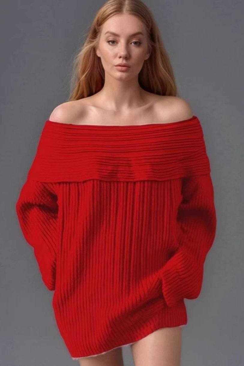 Alluring Off Shoulder Knit Sweater