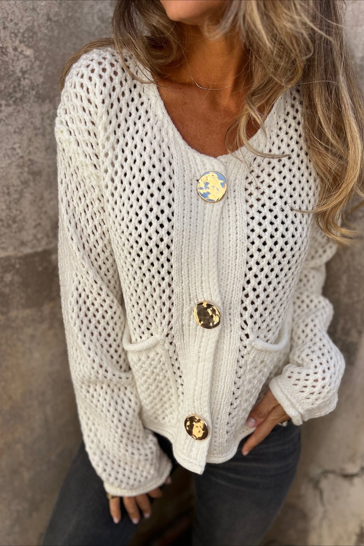 Chunky Button Up Knit Sweater