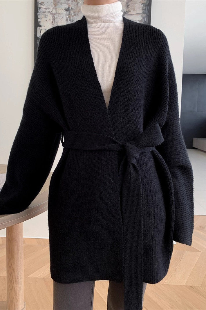 Relaxed Oversized Belted Knit Cardigan