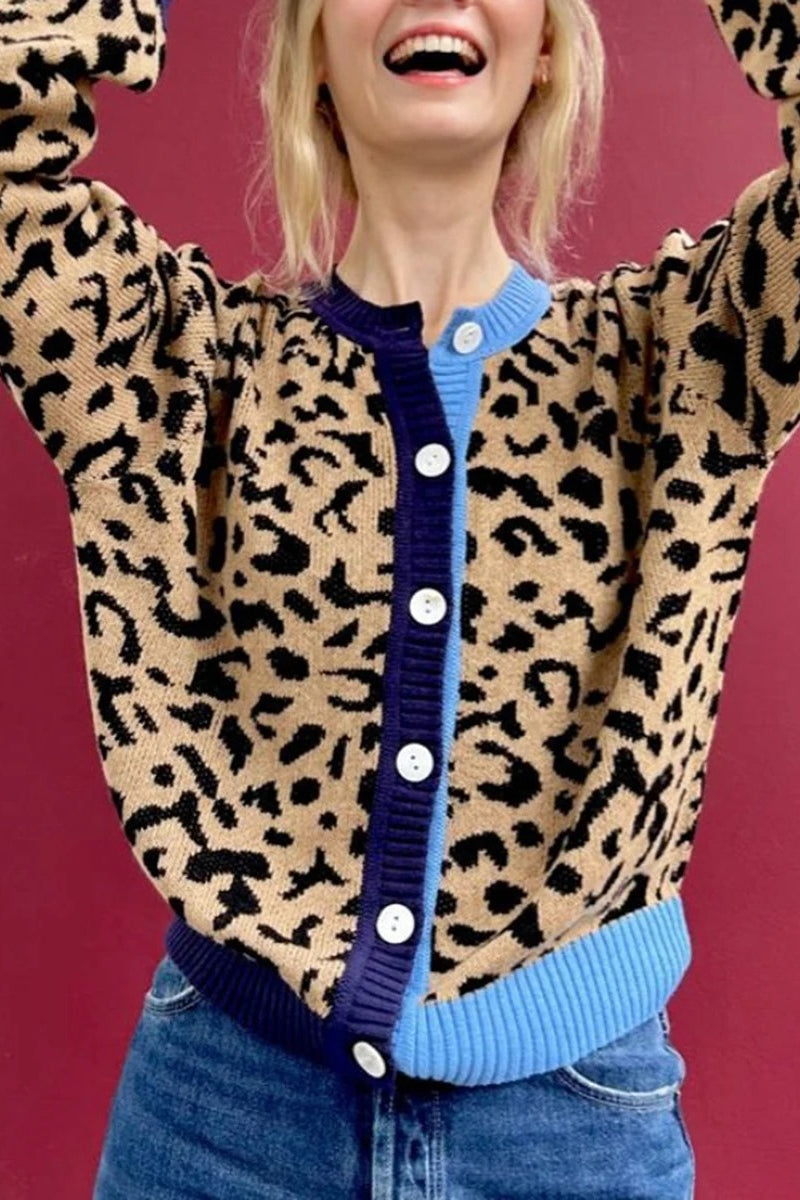 Retro Leopard Knit Cardigan