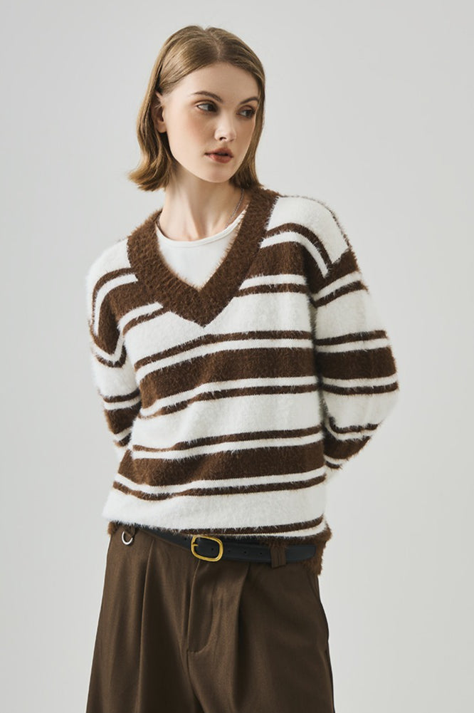 Loose V Neck Knit Sweater