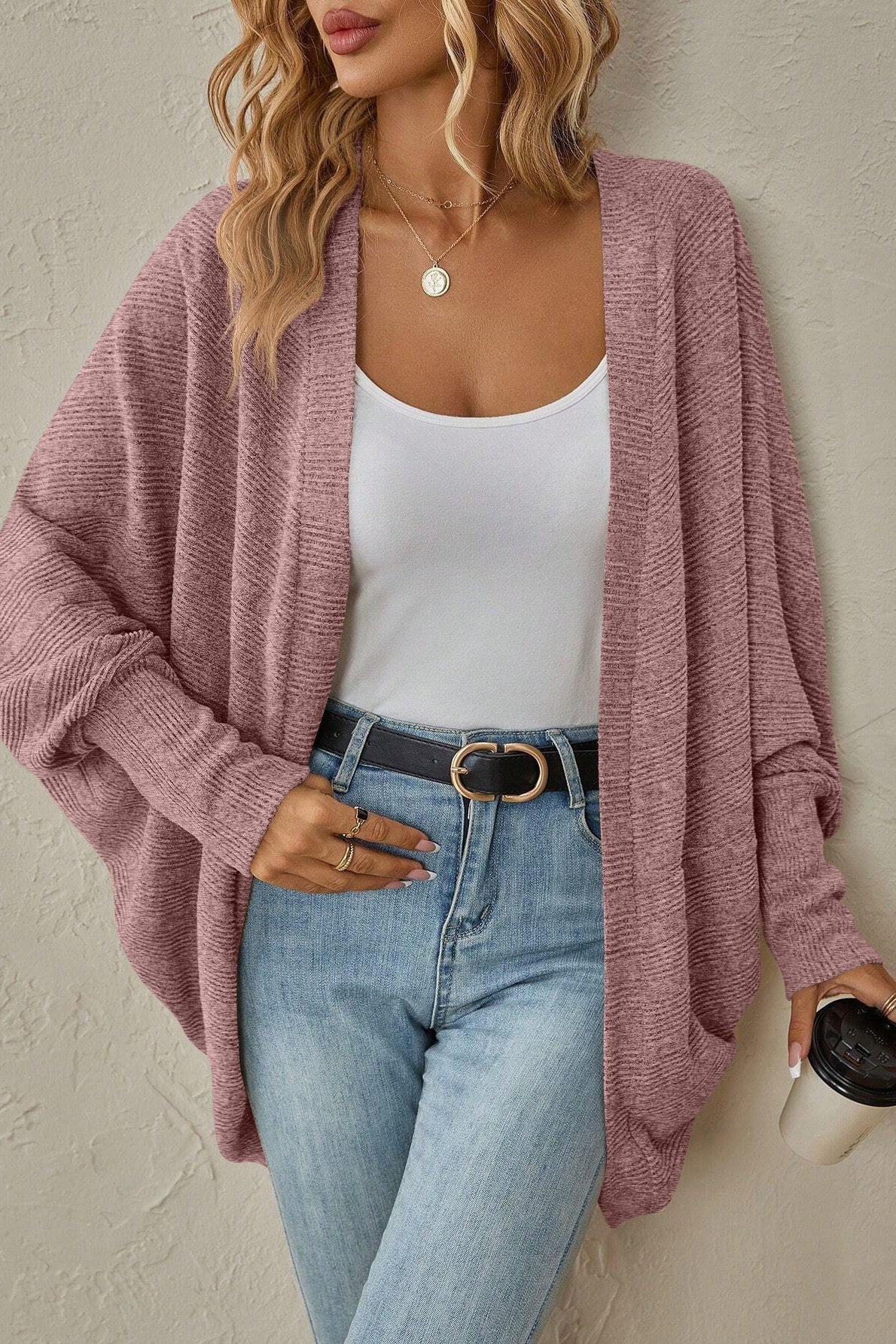 Autumn Winter Plain Midi Knit Cardigan