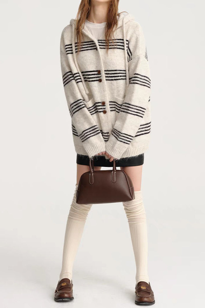 Patchwork Striped Hooded Sweater