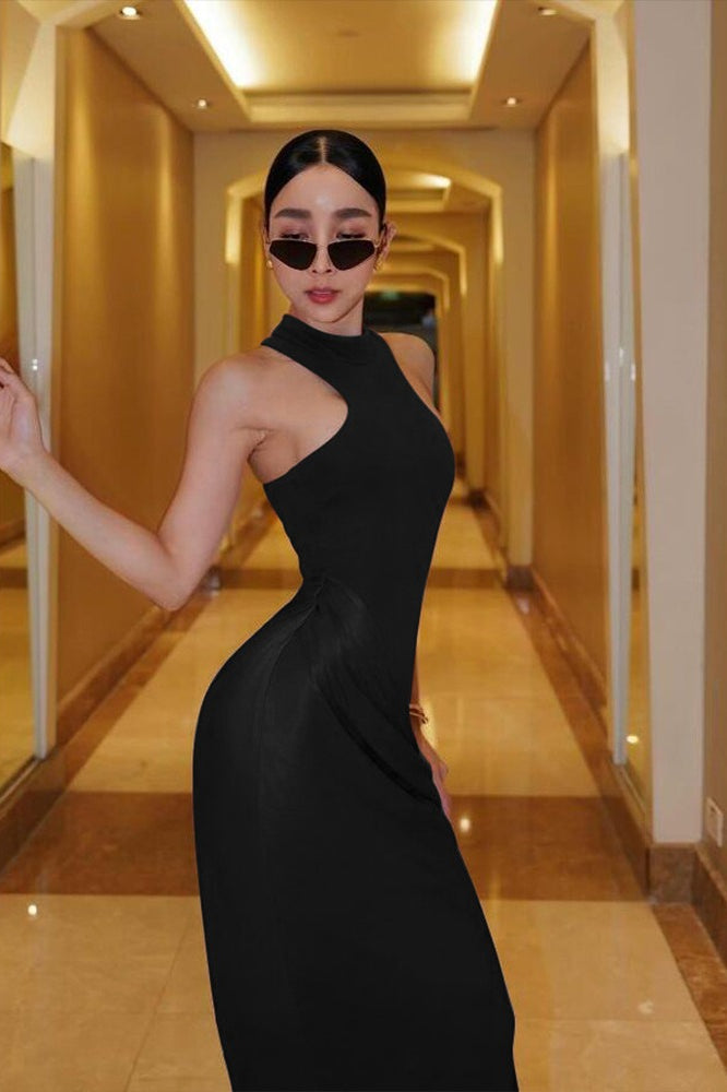 Cutout Sleeveless Fitted Maxi Dress