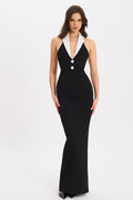 Collared Open Back Split Maxi Dress
