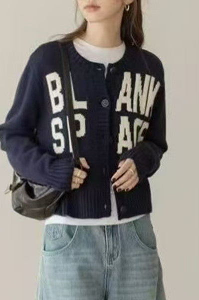 Letter Embroidered Loose Sweater