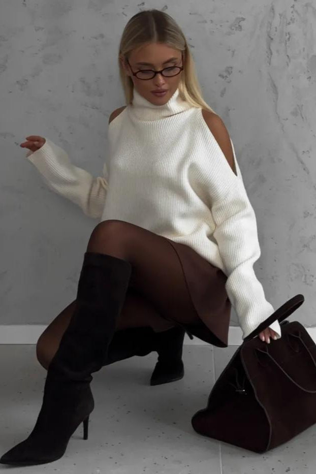 Off Shoulder Turtleneck Sweater