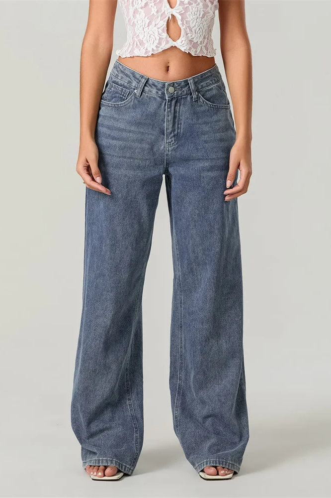 Star Print Loose Wide Leg Jean