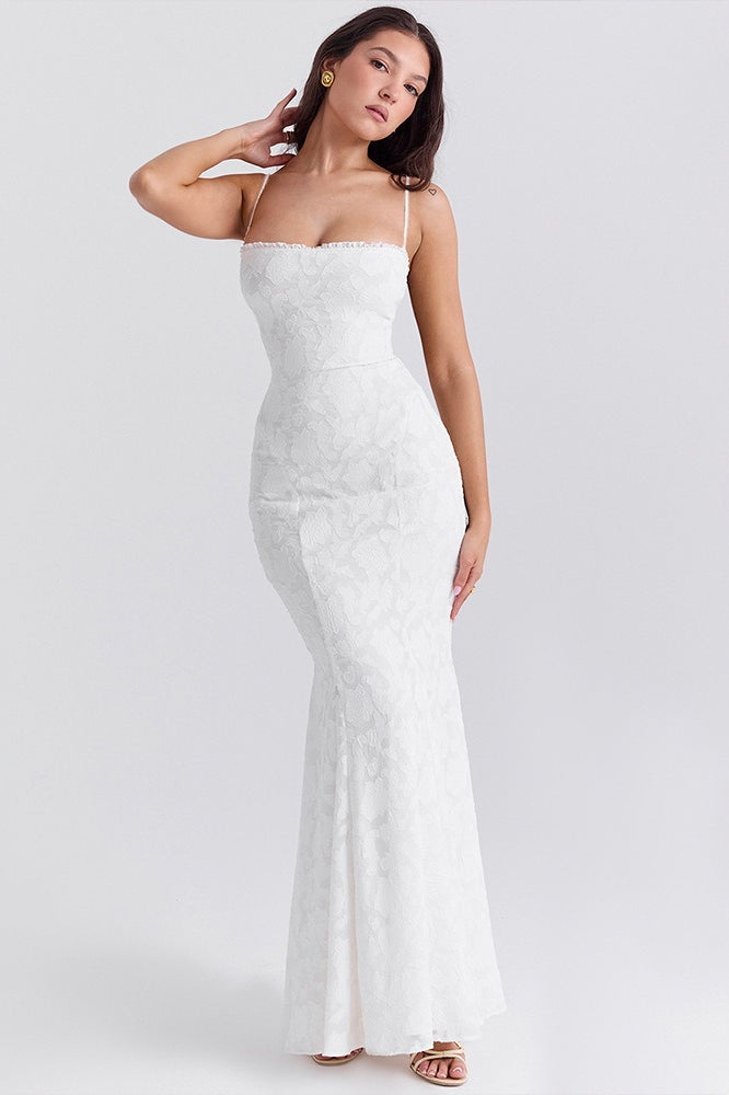 Strappy Open Back Fitted Maxi Dress