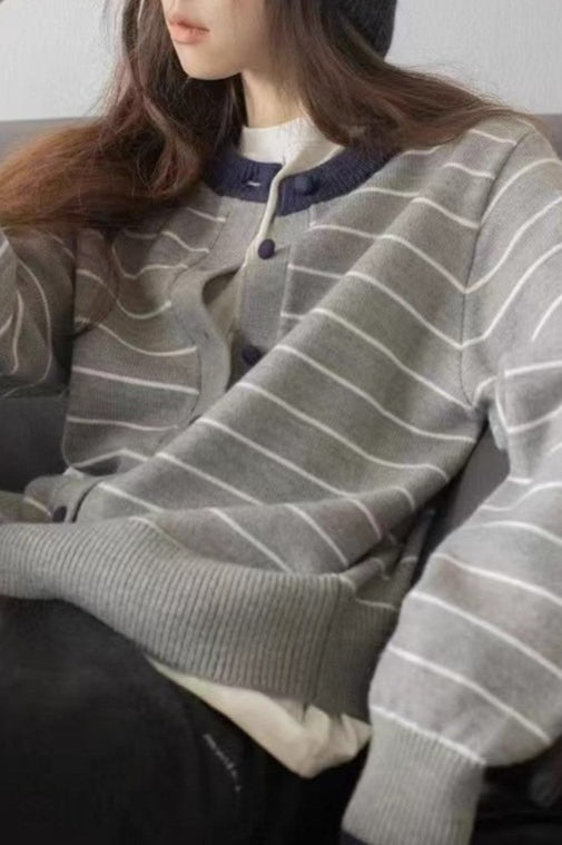 Colorblock Striped Casual Sweater