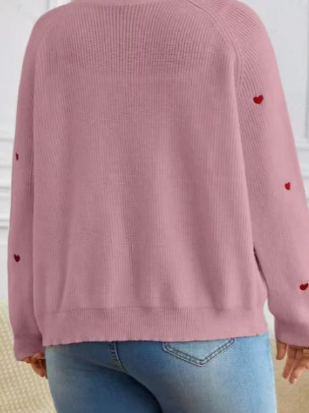 Heart Stitch V-Neck Knit Cardigan