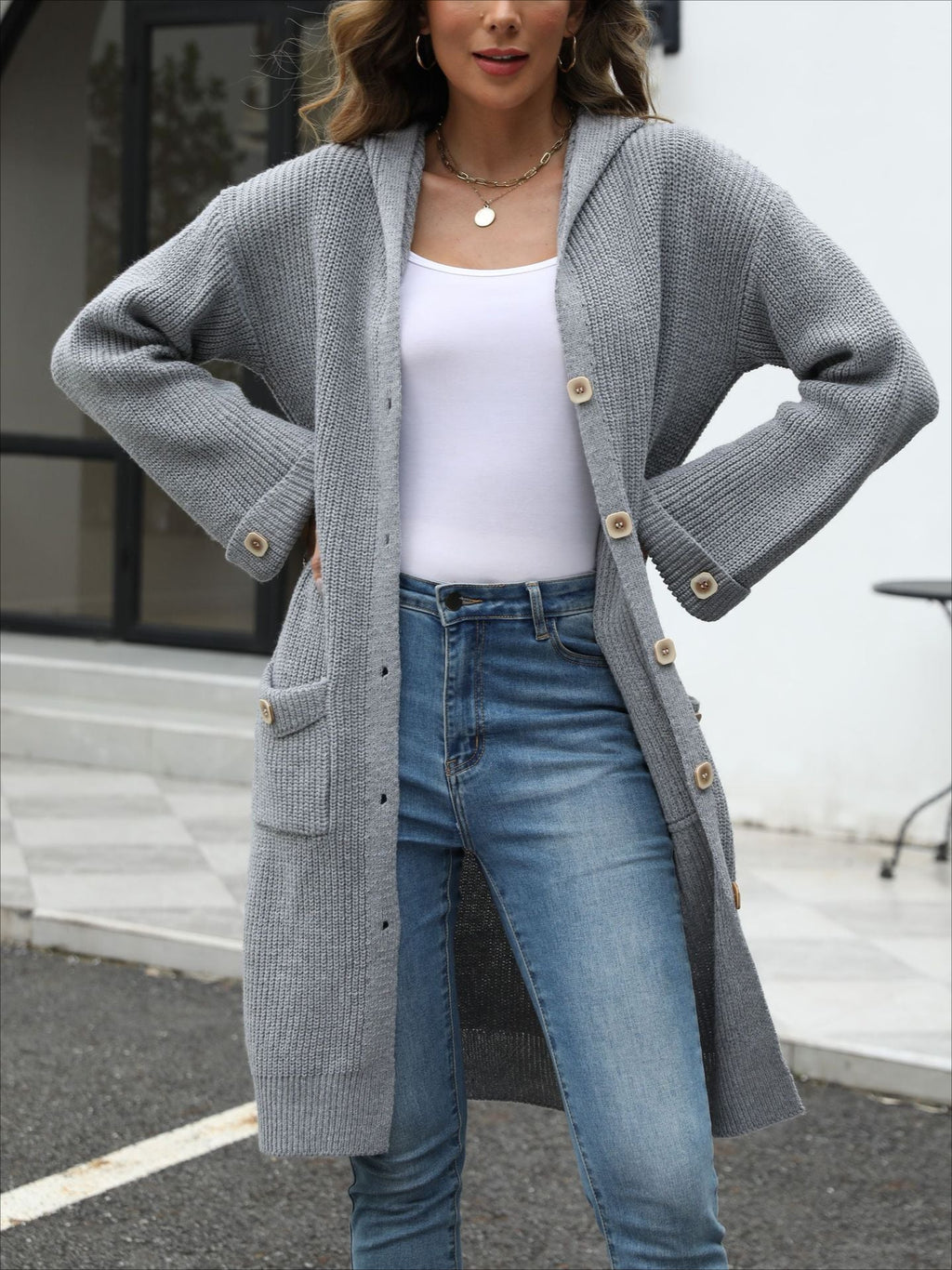 V-Neck Relaxed Knit Cardigan