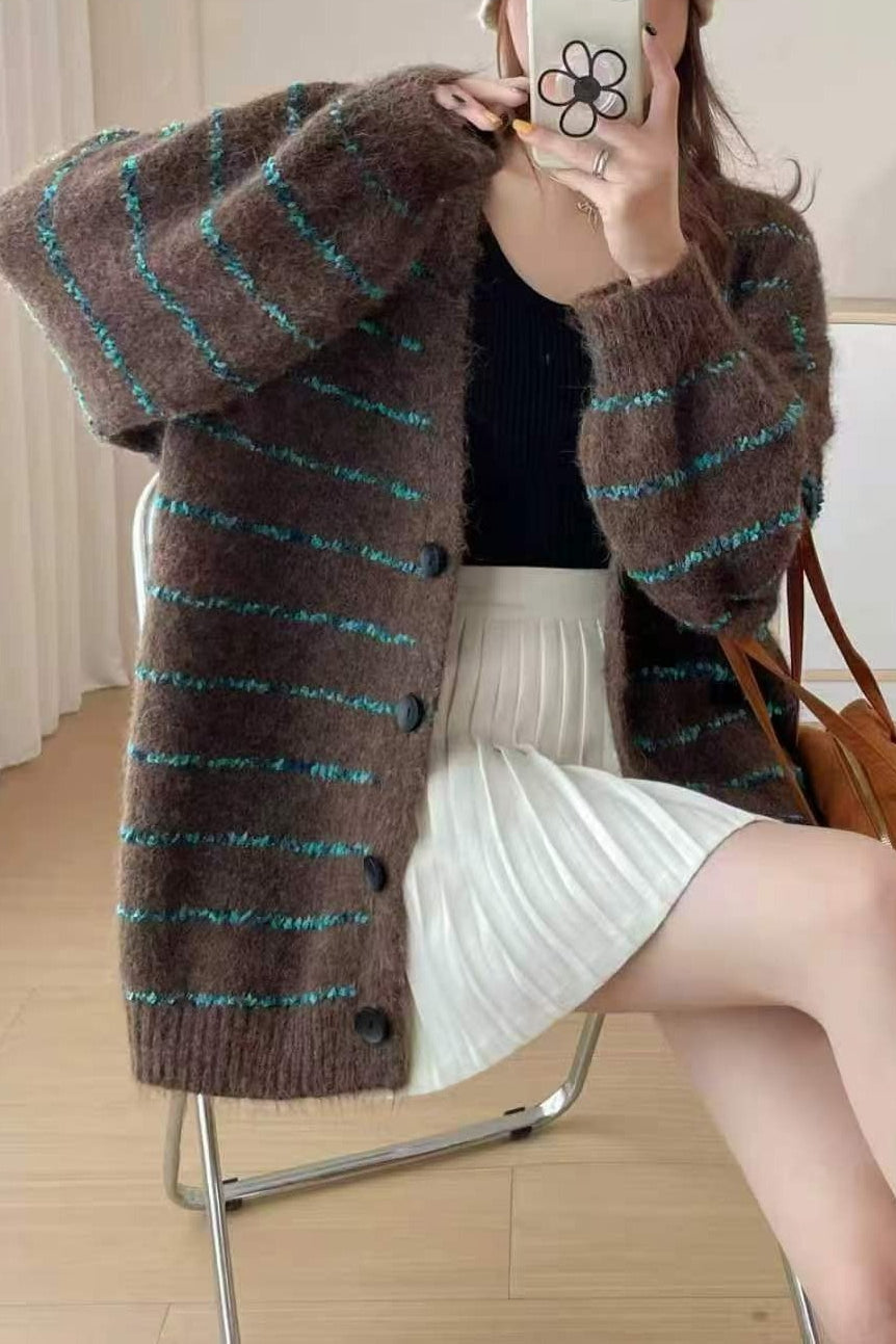Plus Size Striped Knit Sweater