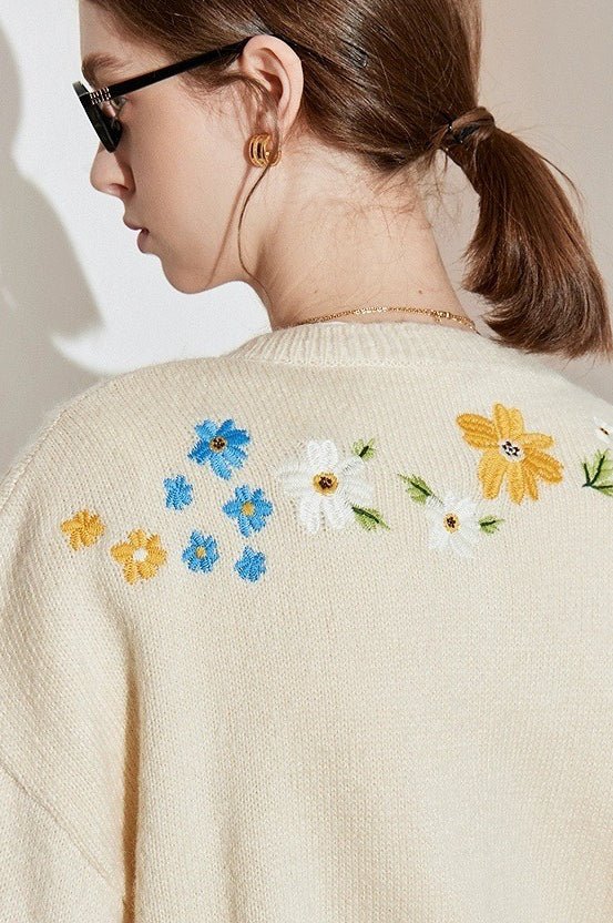 Floral Embroidery Knit Sweater