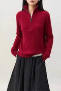 Cable Knit Half Zip Sweater