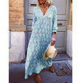 Boho Floral Deep V-Neck Elegant Maxi Dress