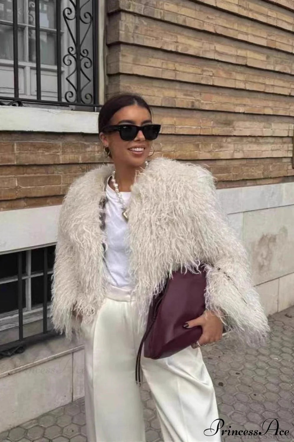 Faux Fur Mini Warm Long Sleeve Street Coat