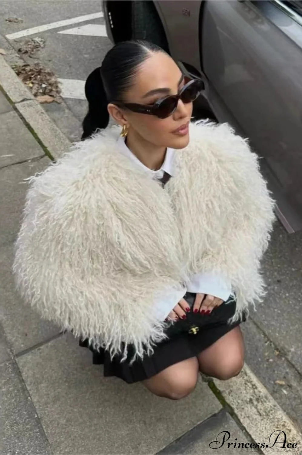 Faux Fur Mini Warm Long Sleeve Street Coat