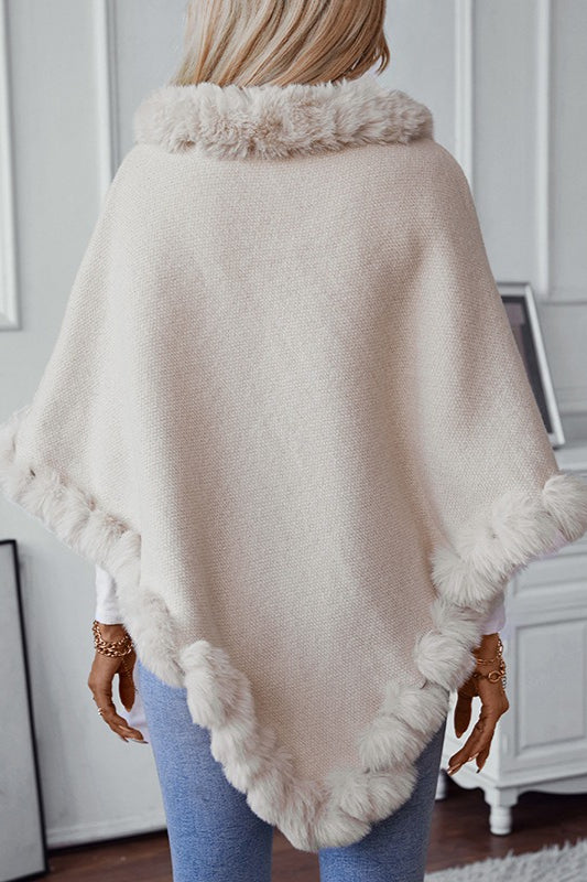 Retro Solid Check Knit Fleece Collar Coat