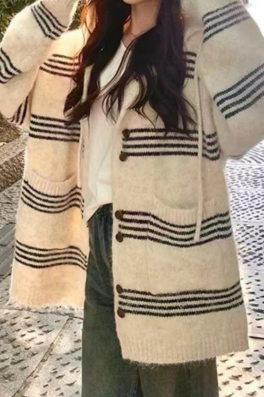 Patchwork Striped Hooded Sweater