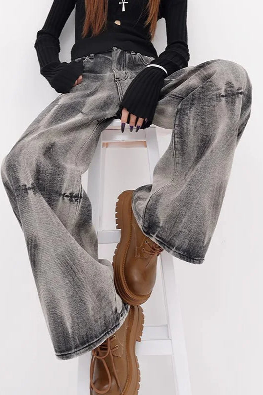 Tie-Dye Loose Straight Leg Jean