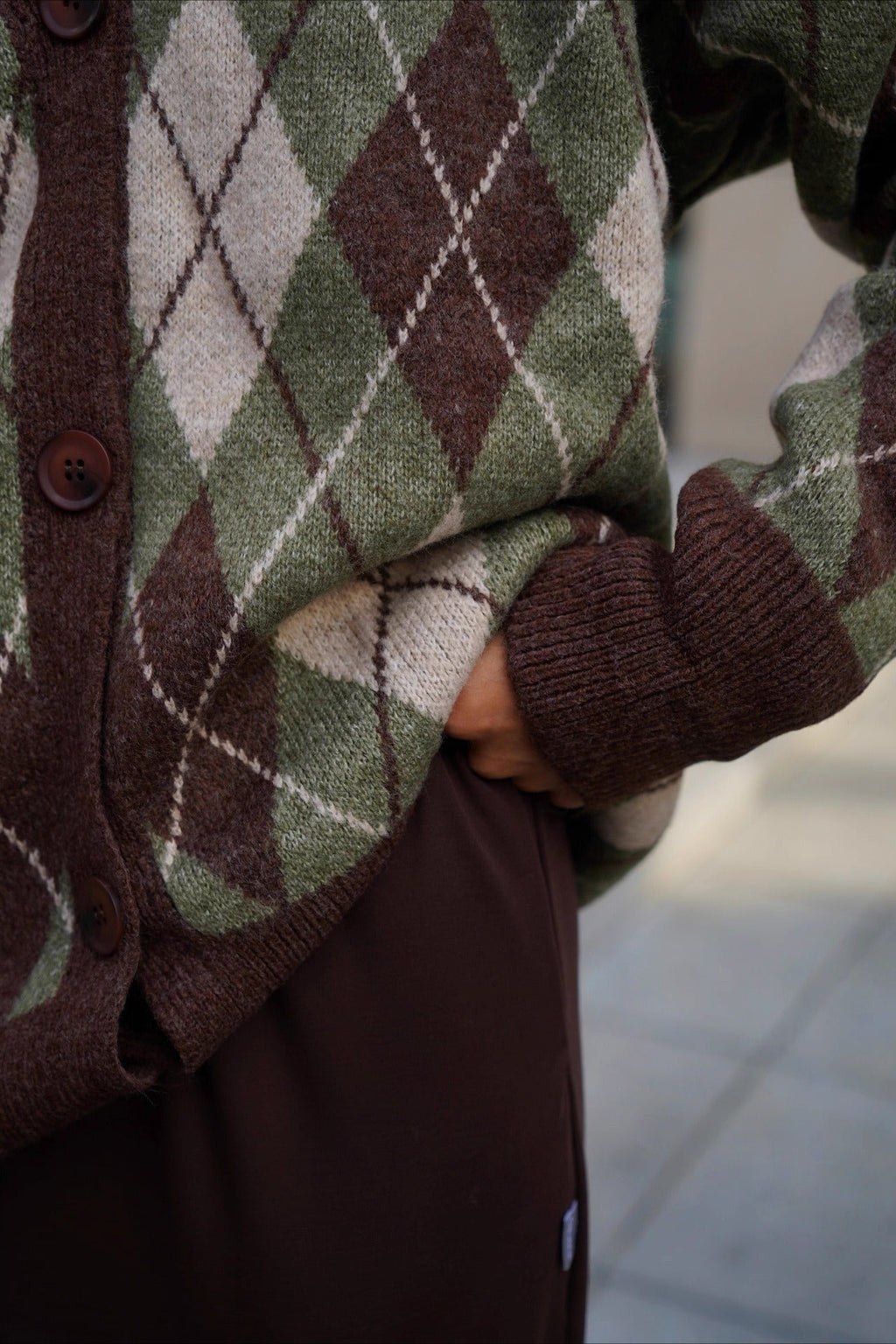 Thick Plaid V-Neck Cozy Knit Cardigan