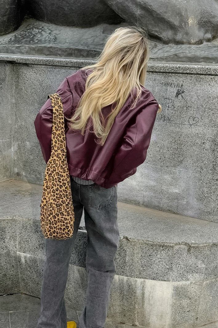 Burgundy Retro Biker Coat