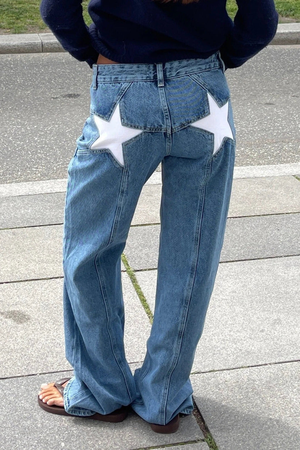 Star Print Loose Wide Leg Jean