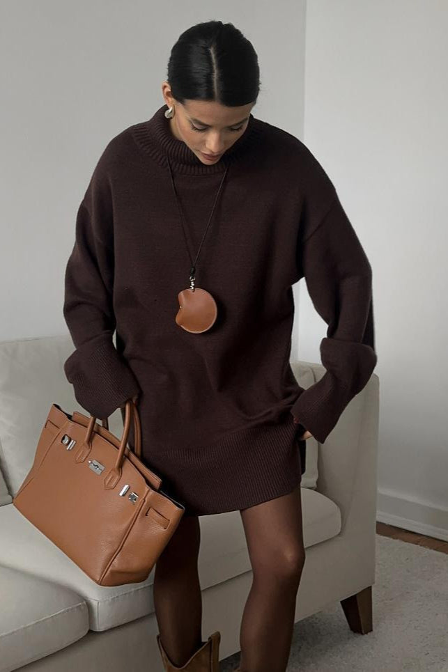 Relaxed Long Turtleneck Sweater