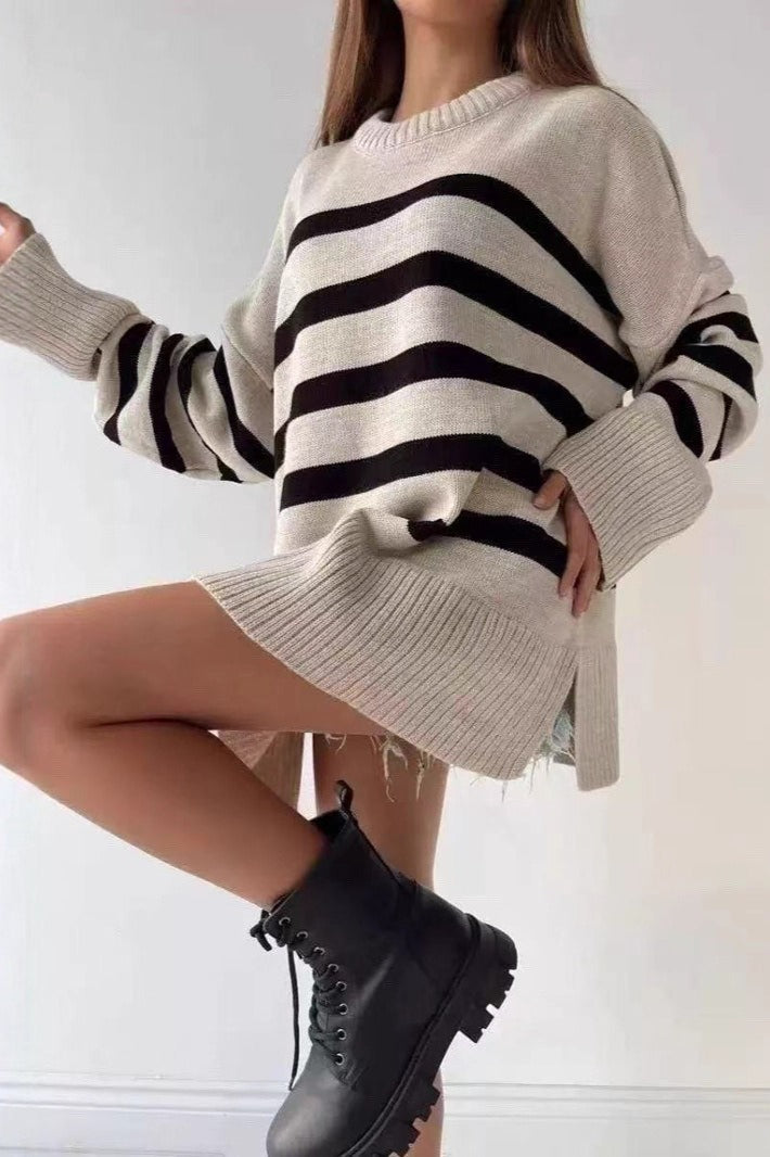 Loose Striped Knit Sweater
