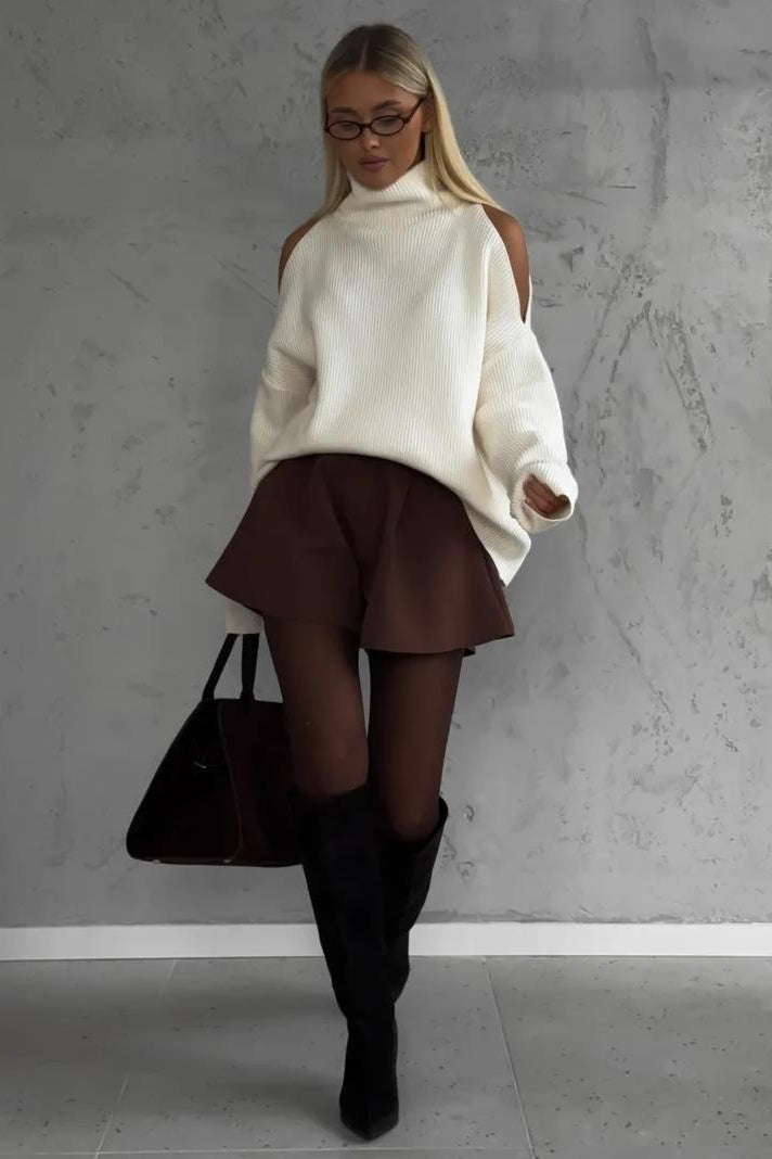 Off Shoulder Turtleneck Sweater