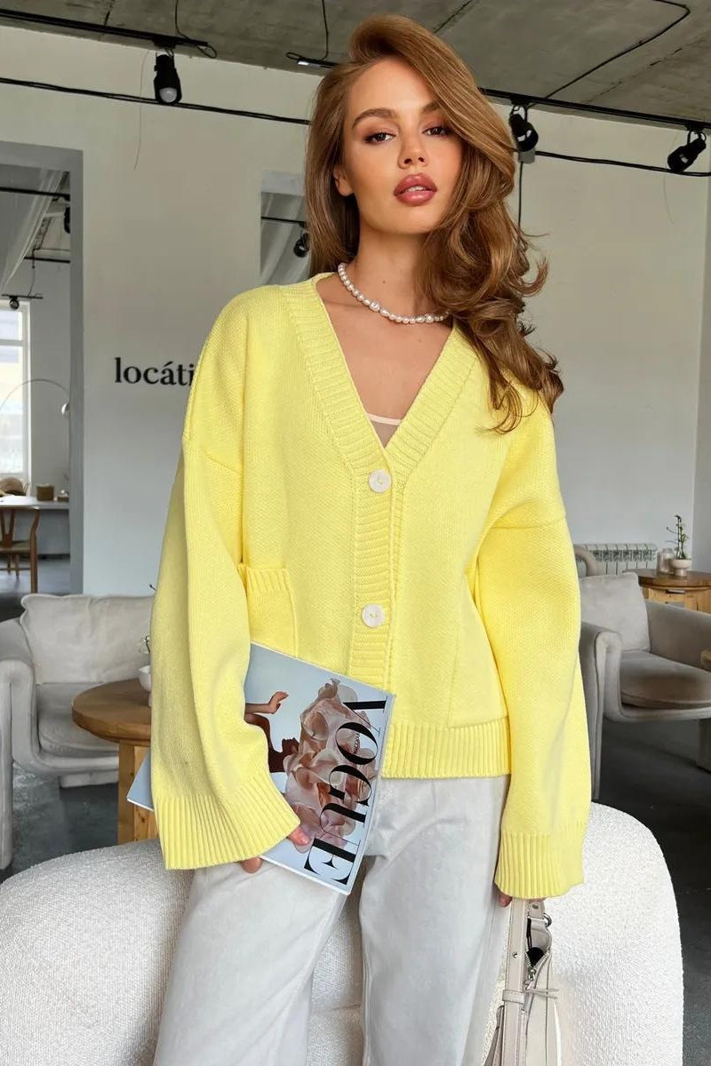 Loose V Neck Cardigan Sweater