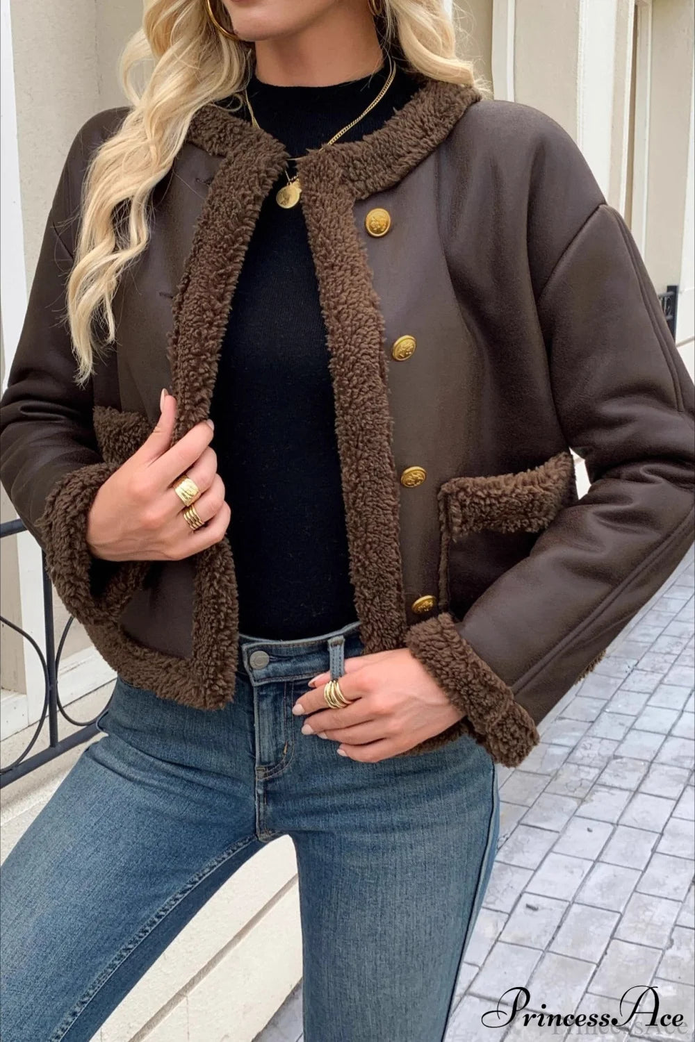 Fleece Collar Warm Trendy Casual Coat