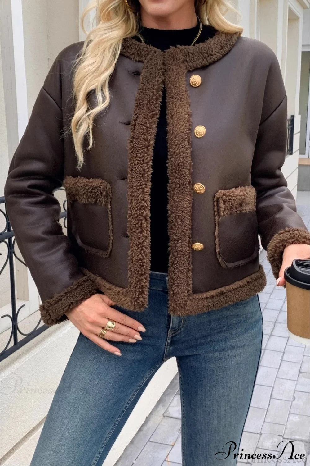 Fleece Collar Warm Trendy Casual Coat