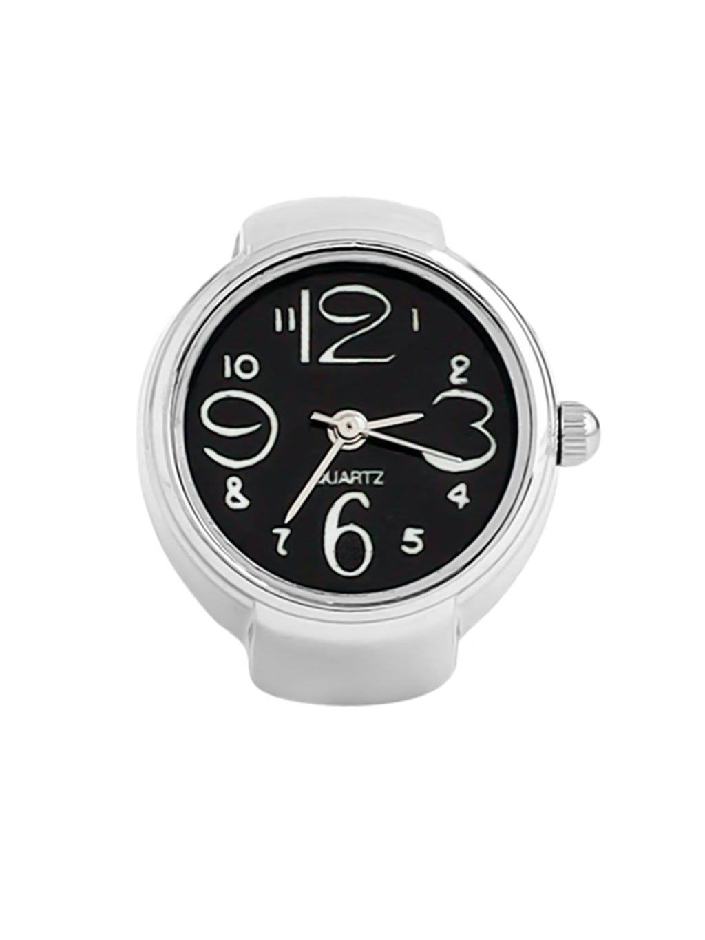 Black Dial Stainless Steel Watch Ring