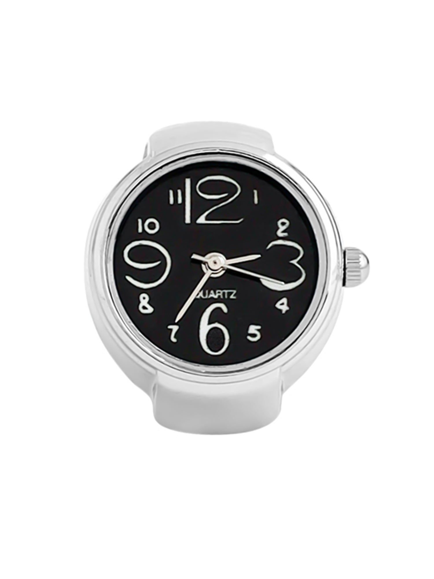 Black Dial Stainless Steel Watch Ring