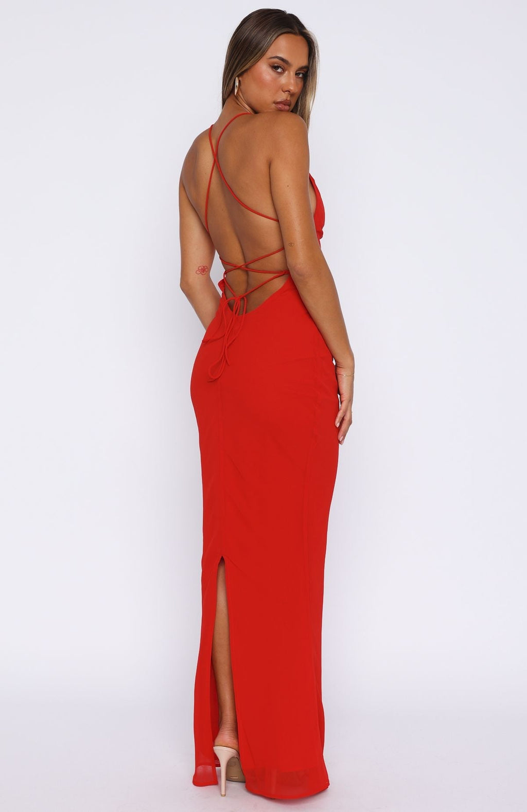 Red Put You First Sleek Maxi Dress