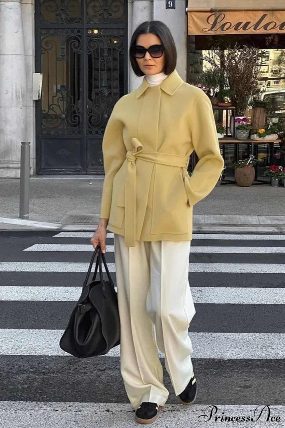 Gentle Sweet Tie Wool Mid Pocket Coat