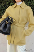 Gentle Sweet Tie Wool Mid Pocket Coat