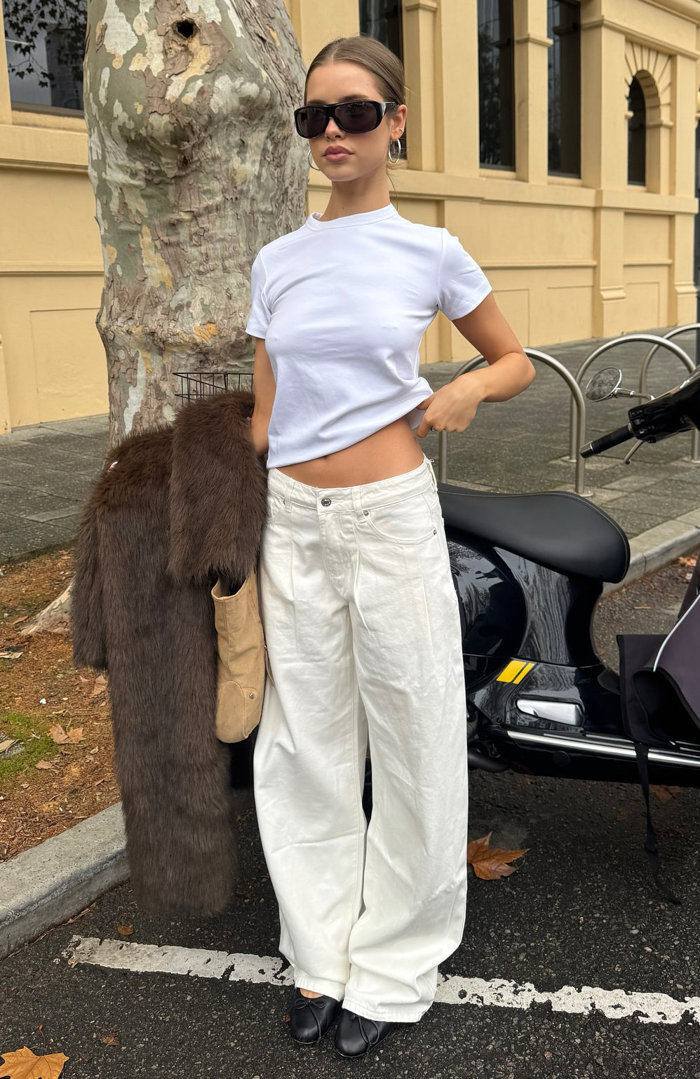 Low Rise Off White Wide Leg Jean