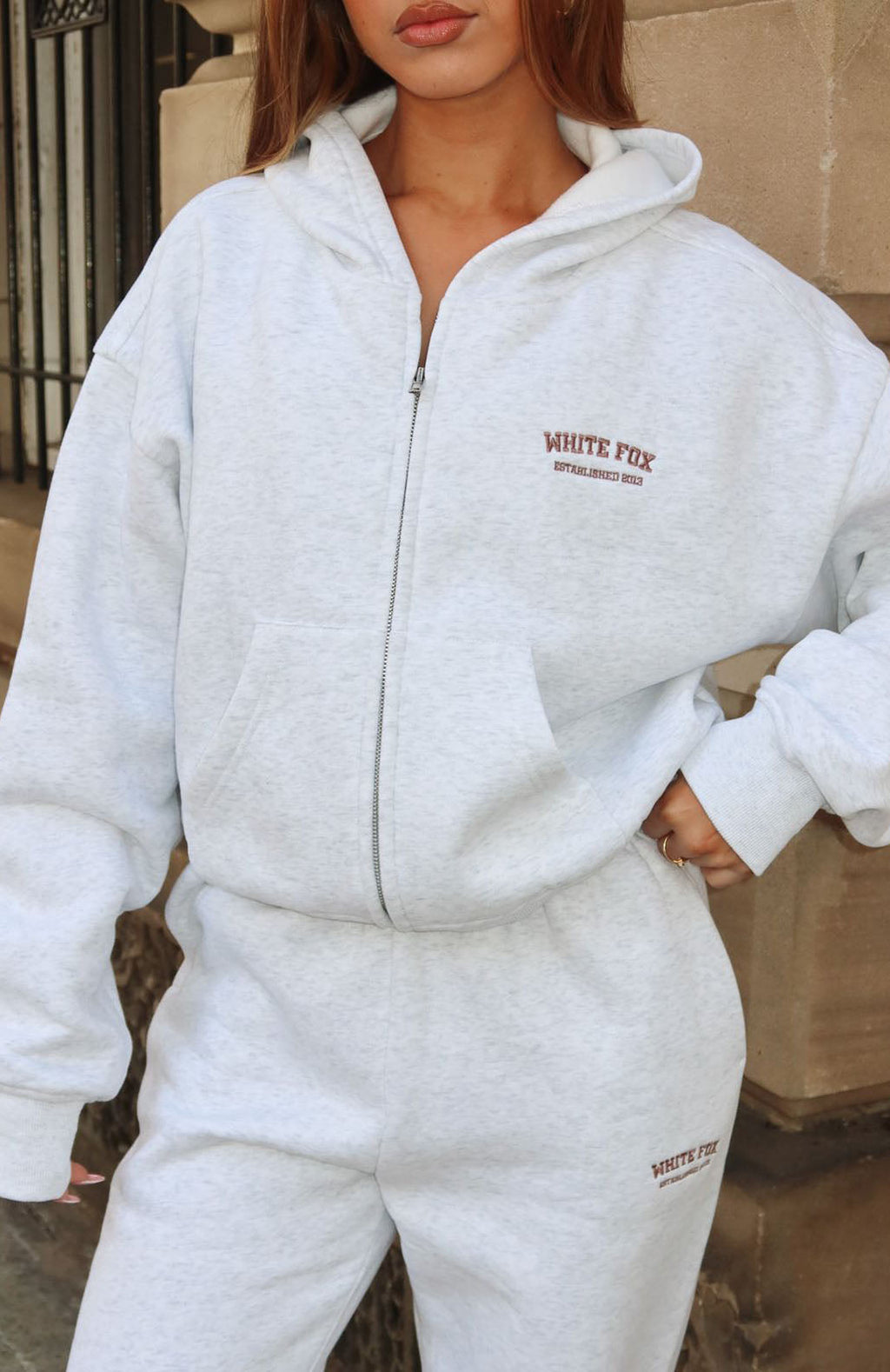 Can’t Miss Boxy Grey Marle Rose Gold Hoodie