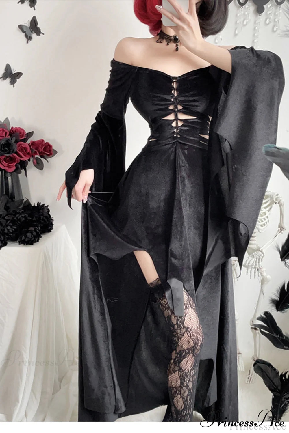 Halloween Cloaked Gothic Dress