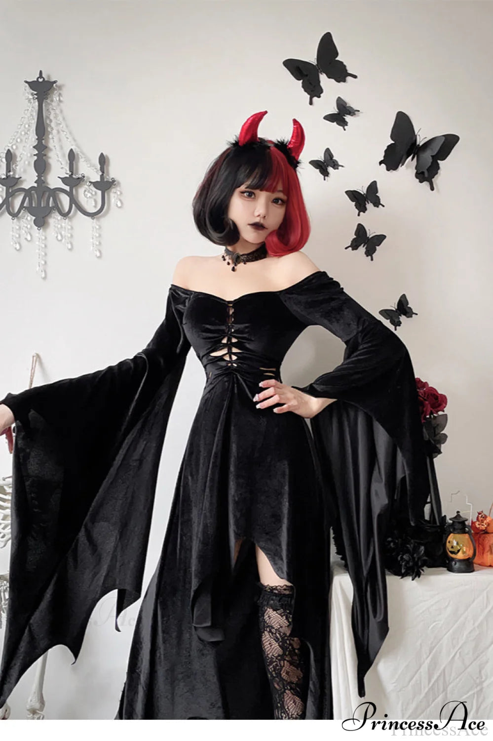 Halloween Cloaked Gothic Dress